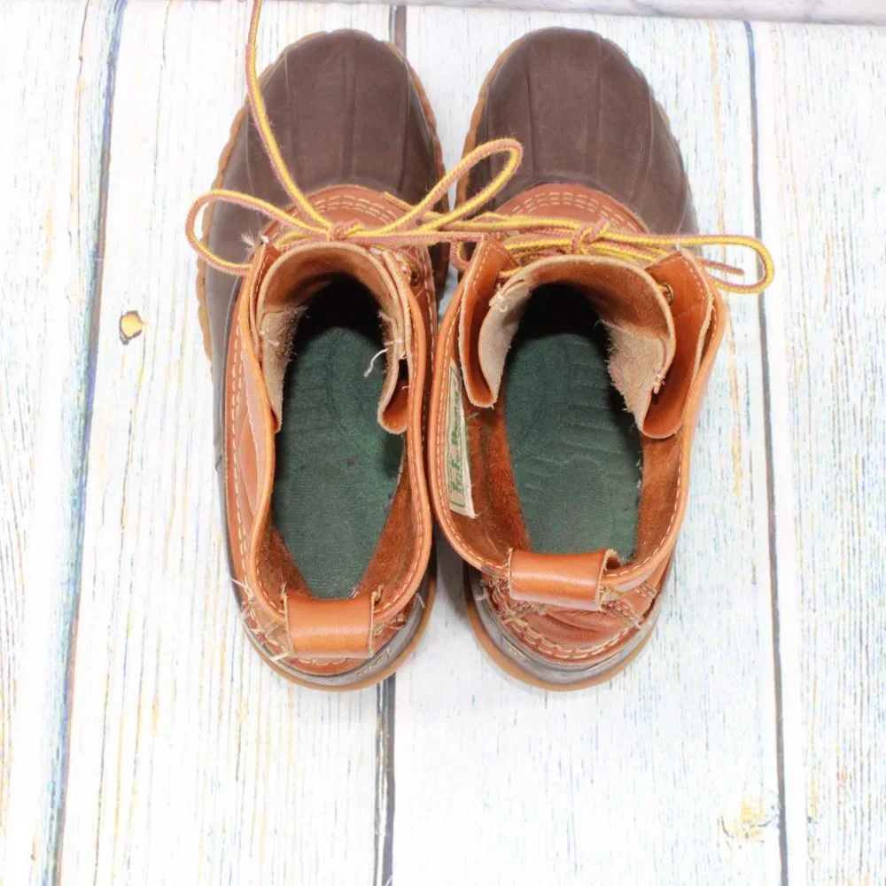 Vintage LL Bean 8" Brown Leather Unlined Duck Boots Size 9 M - Picture 6 of 9